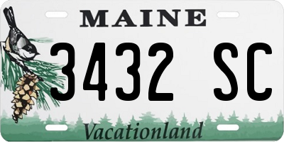 ME license plate 3432SC