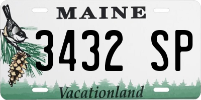 ME license plate 3432SP