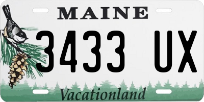 ME license plate 3433UX
