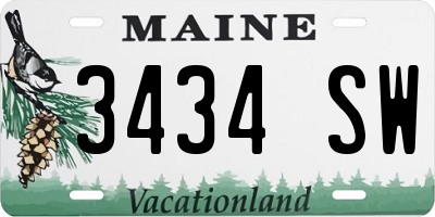 ME license plate 3434SW
