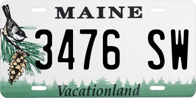 ME license plate 3476SW