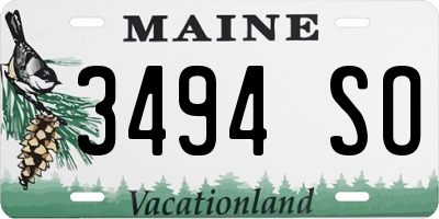 ME license plate 3494SO
