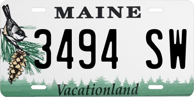 ME license plate 3494SW
