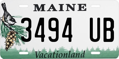 ME license plate 3494UB