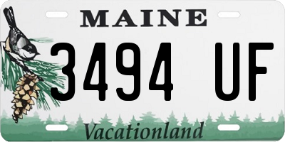 ME license plate 3494UF