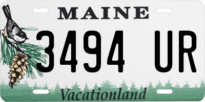 ME license plate 3494UR