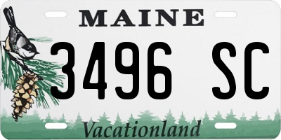 ME license plate 3496SC