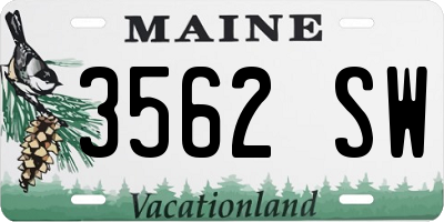 ME license plate 3562SW