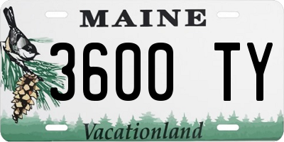 ME license plate 3600TY