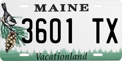 ME license plate 3601TX