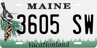 ME license plate 3605SW