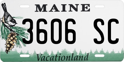 ME license plate 3606SC