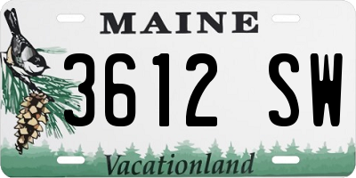ME license plate 3612SW