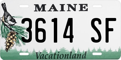 ME license plate 3614SF