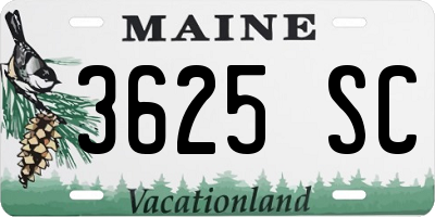 ME license plate 3625SC
