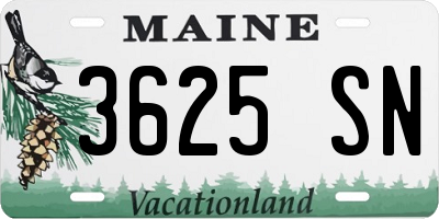 ME license plate 3625SN