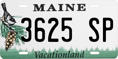 ME license plate 3625SP