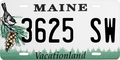 ME license plate 3625SW