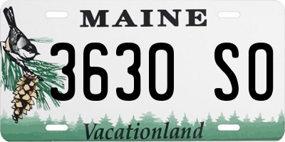 ME license plate 3630SO
