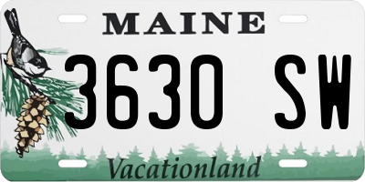 ME license plate 3630SW
