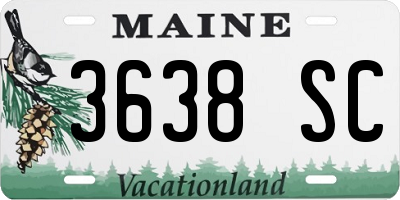 ME license plate 3638SC