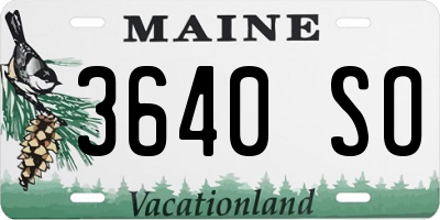 ME license plate 3640SO