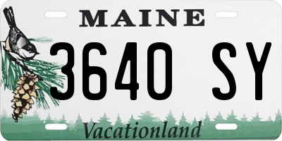 ME license plate 3640SY