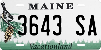 ME license plate 3643SA