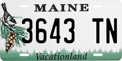 ME license plate 3643TN
