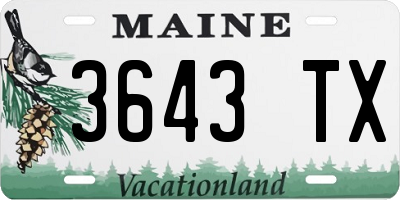 ME license plate 3643TX