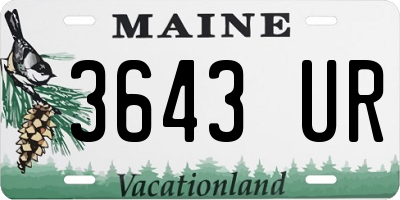 ME license plate 3643UR