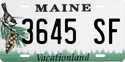 ME license plate 3645SF