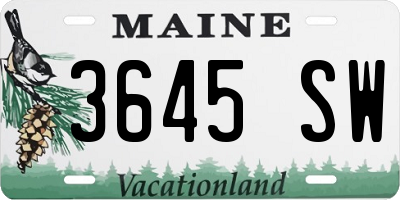 ME license plate 3645SW