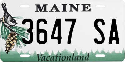 ME license plate 3647SA