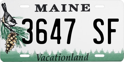 ME license plate 3647SF