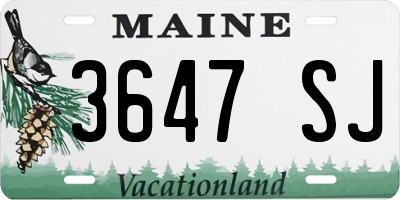 ME license plate 3647SJ