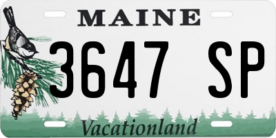 ME license plate 3647SP