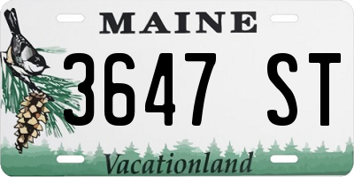 ME license plate 3647ST