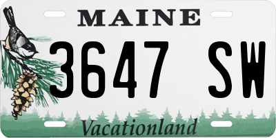 ME license plate 3647SW