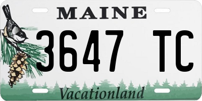 ME license plate 3647TC