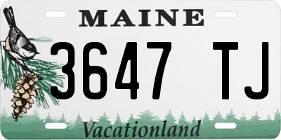 ME license plate 3647TJ