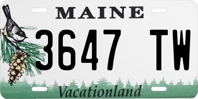 ME license plate 3647TW