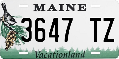 ME license plate 3647TZ