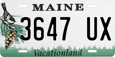 ME license plate 3647UX