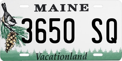 ME license plate 3650SQ