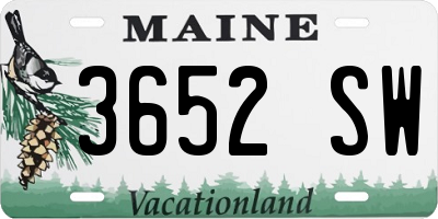 ME license plate 3652SW