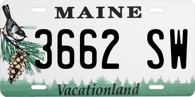 ME license plate 3662SW