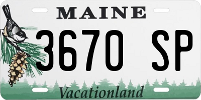 ME license plate 3670SP