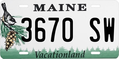 ME license plate 3670SW