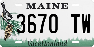 ME license plate 3670TW
